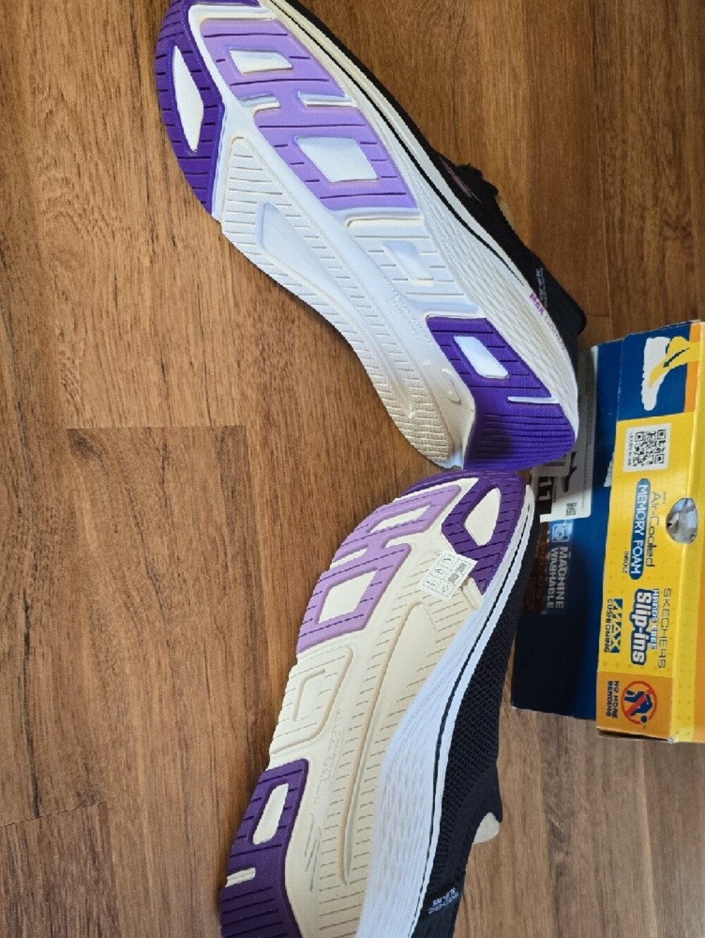 Skechers Black and Purple Slip-On Memory Foam Sneakers - Picture 2 of 3